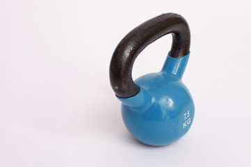 Naklejka na ściany i meble blue kettlebell with black handle.7.5 kilograms