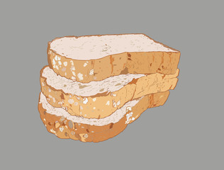 whole wheat bread , multi grain bread, sketch vector.