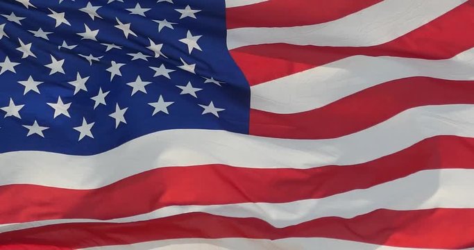 4k American flag is fluttering in wind.