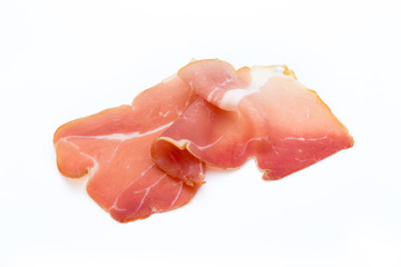 Pork ham slices isolated on white background.