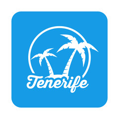 Fototapeta na wymiar Icono plano Tenerife en cuadrado azul