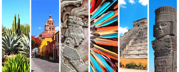 Papier Peint photo Lavable Mexique Ensemble de bannières avec des monuments du Mexique