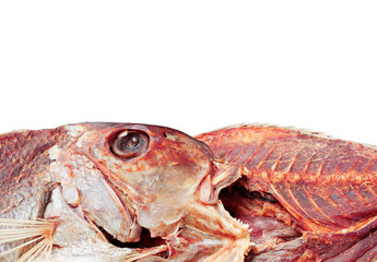 Dried fish on white background