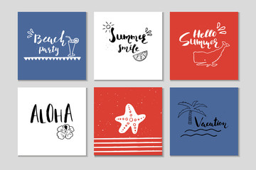 Beautiful summer poster with hand drawn lettering. Template for sail, tropical vacation
