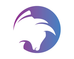 Modern Isolated Animal Head Silhouette Logo Circle - Bull Symbol