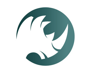 Obraz premium Modern Isolated Animal Head Silhouette Logo Circle - Rhinoceros Symbol