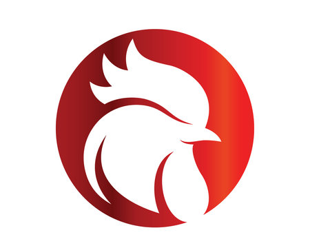 Modern Isolated Animal Head Silhouette Logo Circle - Rooster Symbol