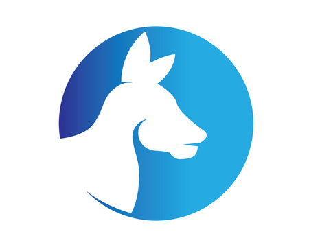 Modern Isolated Animal Head Silhouette Logo Circle - Kangaroo Symbol