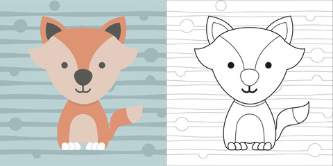 coloring page cute little fox for education