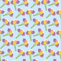 Naklejka na ściany i meble Tulips seamless pattern
