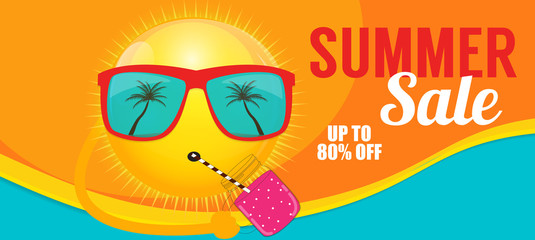 Summer Sale Banner Template for your Business. Vector Illustrati