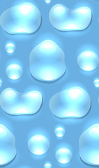 Seamless texture of water droplets on a blue background. Condensate. Vector pattern for your creativity