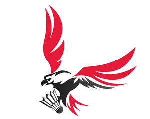 Obraz premium Modern Confidence Animal Sport Illustration Logo - Badminton Eagle Symbol 