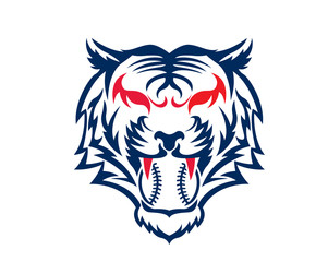 Obraz premium Modern Confidence Animal Sport Illustration Logo - Baseball Tiger Symbol