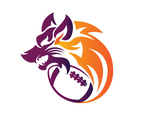 Modern Confidence Animal Sport Illustration Logo - American Football Wolf Symbol  
