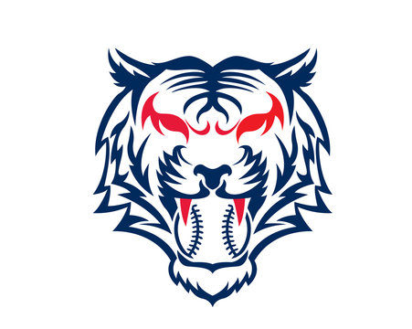 Modern Confidence Animal Sport Illustration Logo -   Baseball Tiger Symbol