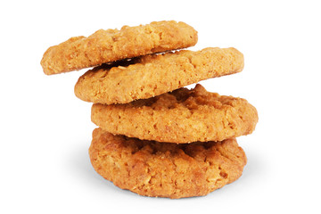 Oat cookie isolated on white background