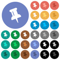 Push pin round flat multi colored icons