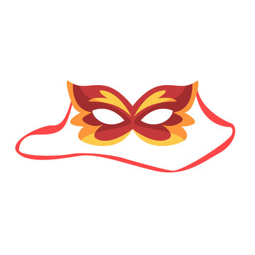 Red carnival mask, celebration party symbol cartoon vector Illustration