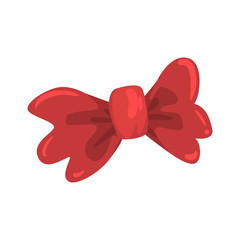 Red bow tie, celebration party symbol cartoon vector Illustration