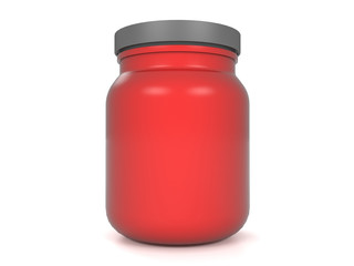 3d illustration red jar with sports nutrition.