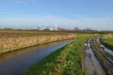 small canal in countryside landscape
