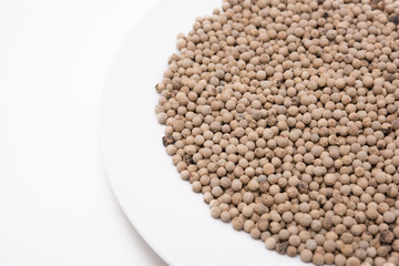 white peppers in white plate on the white background