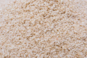 Closeup The White Sesame Seeds  on white background