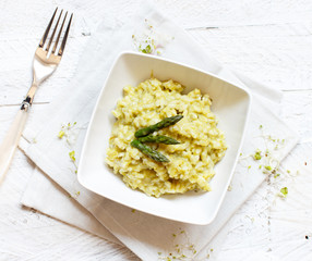 Asparagus risotto top view
