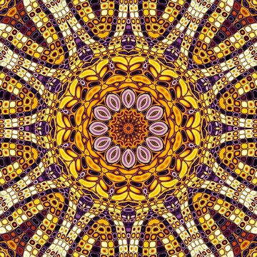 Abstract square background. Symmetric decorative ornament pattern in Art Nouveau style