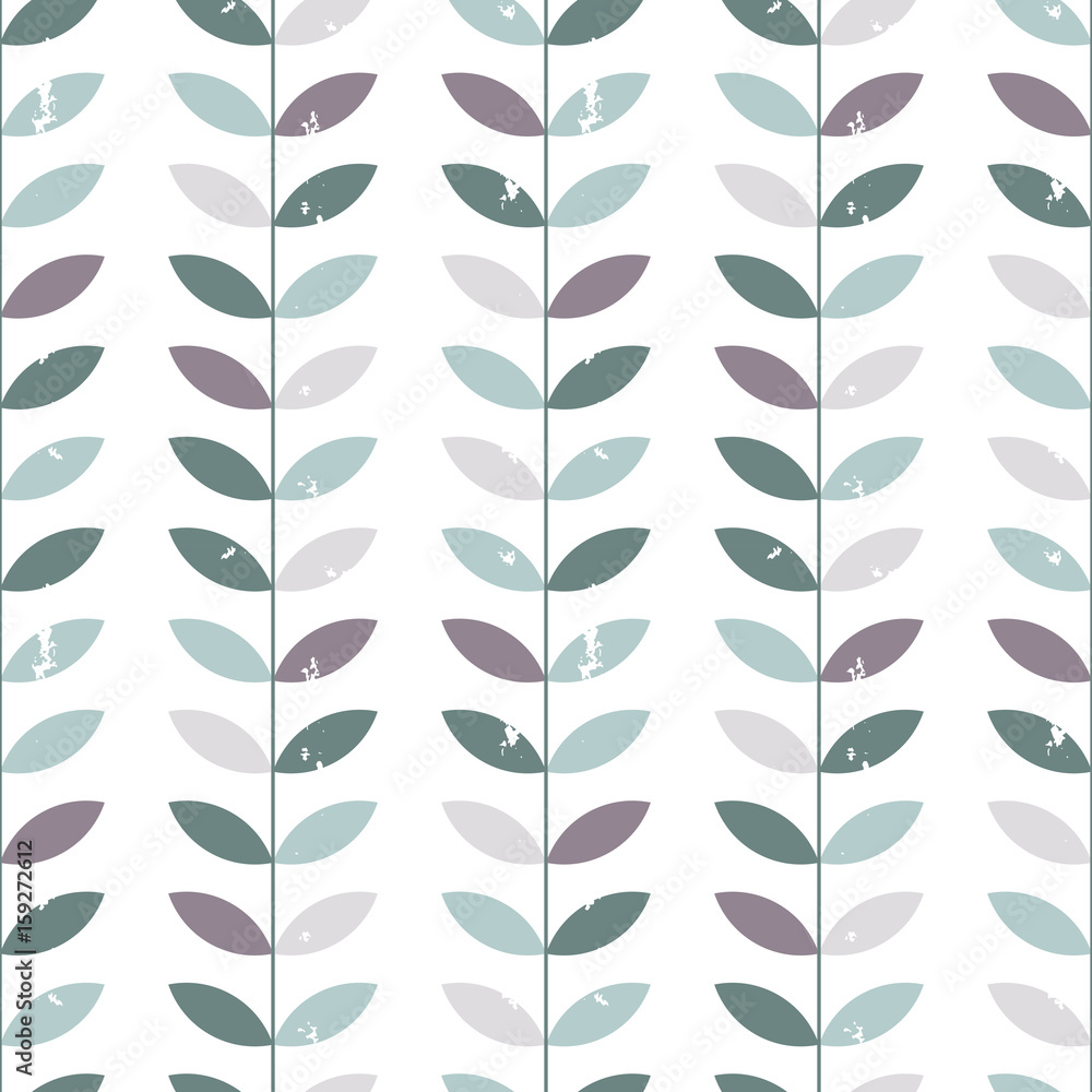 Poster vector floral seamless pattern with stylized twigs and leaves in retro style.