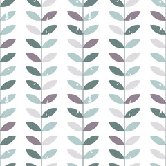 Vector floral seamless pattern with stylized twigs and leaves in retro style.
