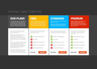Fototapeta premium Pricing table template