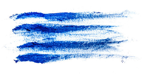 Stain of blue oil paint on white background