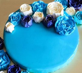Glaze blue cake, New popular style of cake.
