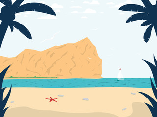 Fototapeta na wymiar Summer Beach Inspired Scene. Vector Illustration