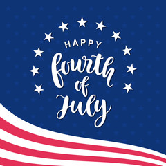 Fourth of July hand written ink lettering