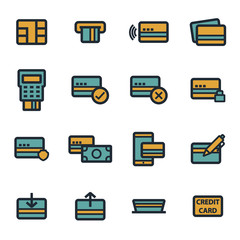 Vector flat credit card icons set