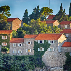 medieval houses, Sveti Stefan, Montenegro