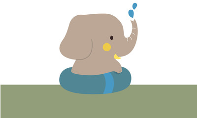 Elephant in flood cartoon for Global warming