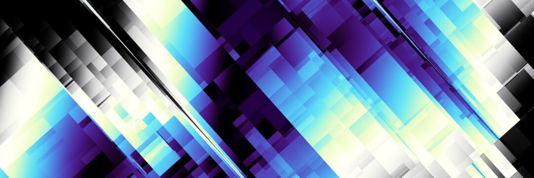 Abstract image 3:1 aspect ratio in futuristic technology style. Horizontal matrix background.