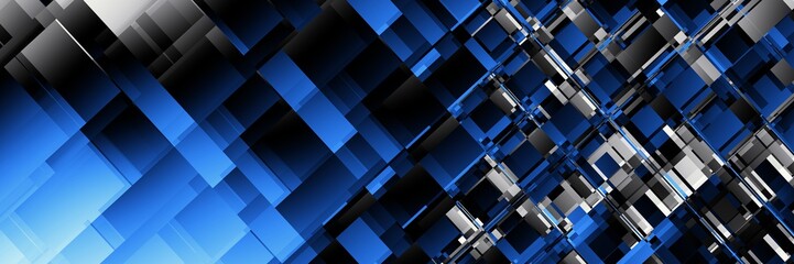 Abstract image 3:1 aspect ratio in futuristic technology style. Horizontal matrix background.