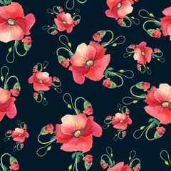 Behang seamless pattern with poppies © lyubovyaya