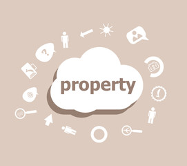 Text Property. Protection concept . Icons set for cloud computing for web and app