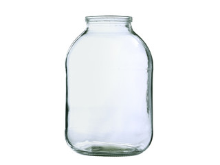 empty three-liter bank on white background