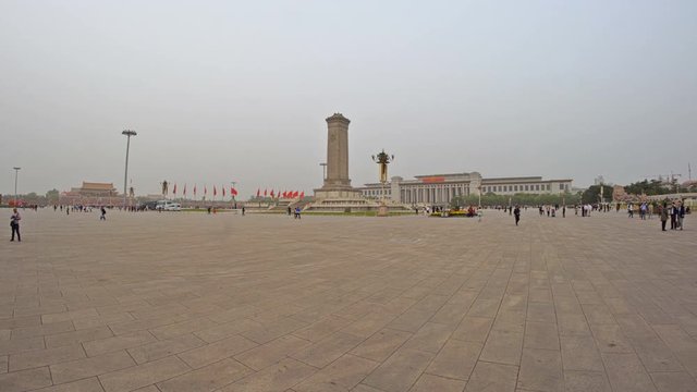 Panoramic View Of Tiananmen Square. Beijing, China. May 04, 2017. UHD - 4K