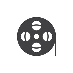 Film reel icon vector, filled flat sign, solid pictogram isolated on white. Symbol, logo illustration. Pixel perfect