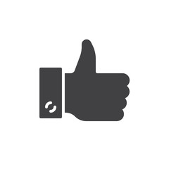 Hand gesture thumbs up icon vector, filled flat sign, solid pictogram isolated on white. Symbol, logo illustration. Pixel perfect