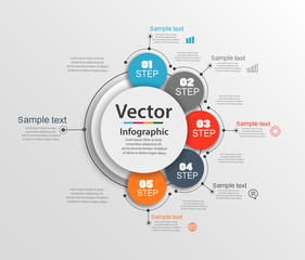 Fototapeta premium Abstract infographics number options template with 5 steps. Can be used for workflow layout, diagram, business step , banner, web design. Vector eps 10
