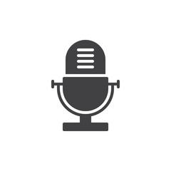 Voice recorder, old microphone icon vector, filled flat sign, solid pictogram isolated on white. Symbol, logo illustration. Pixel perfect